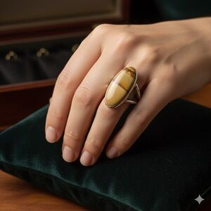 Sterling Silver Landscape Jasper Statement Ring